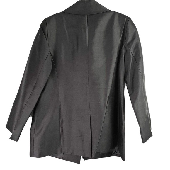 Talbots Blazer Women's Plus Size 14W Black Silk Pockets Jacket 3-Button - Picture 3 of 8